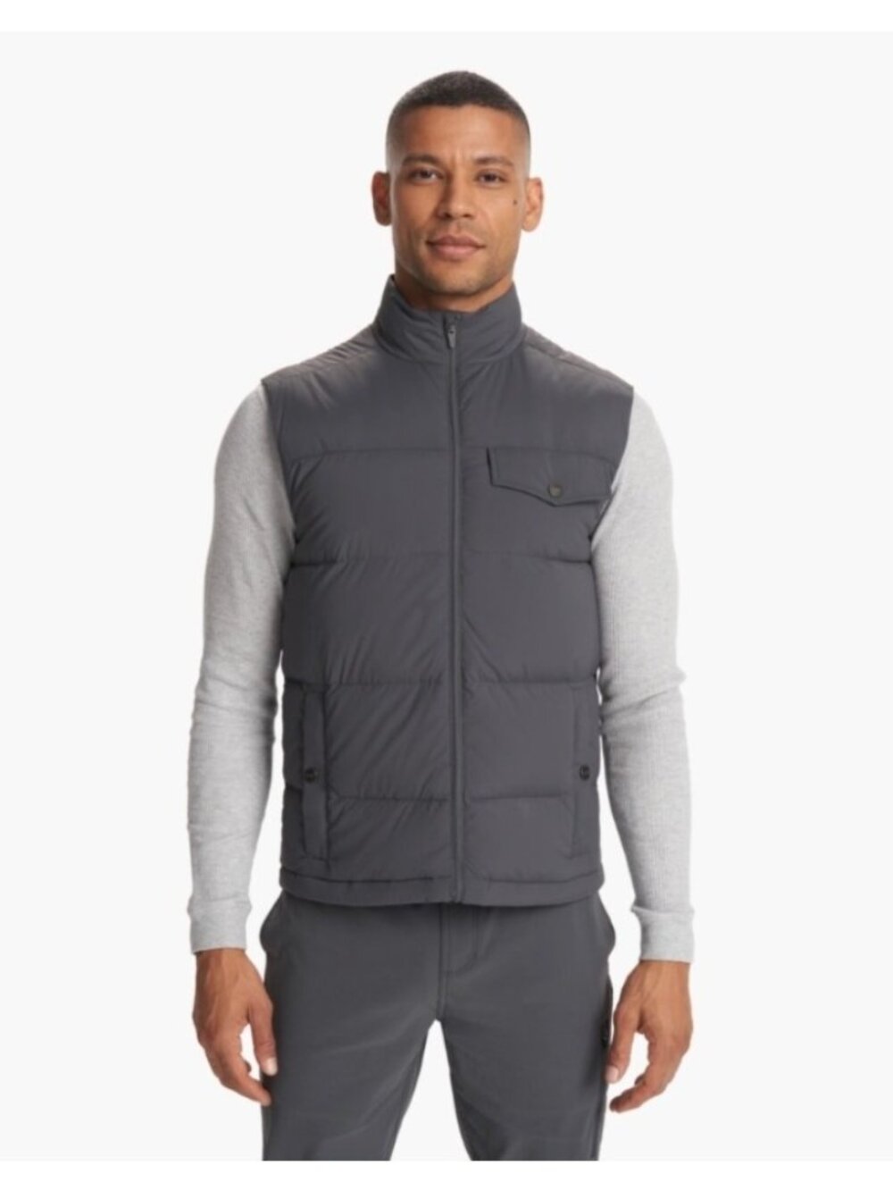 NEW Vuori Mens Meysan Down Puffer Vest Lightweight Outdoor Hiking Small Grey